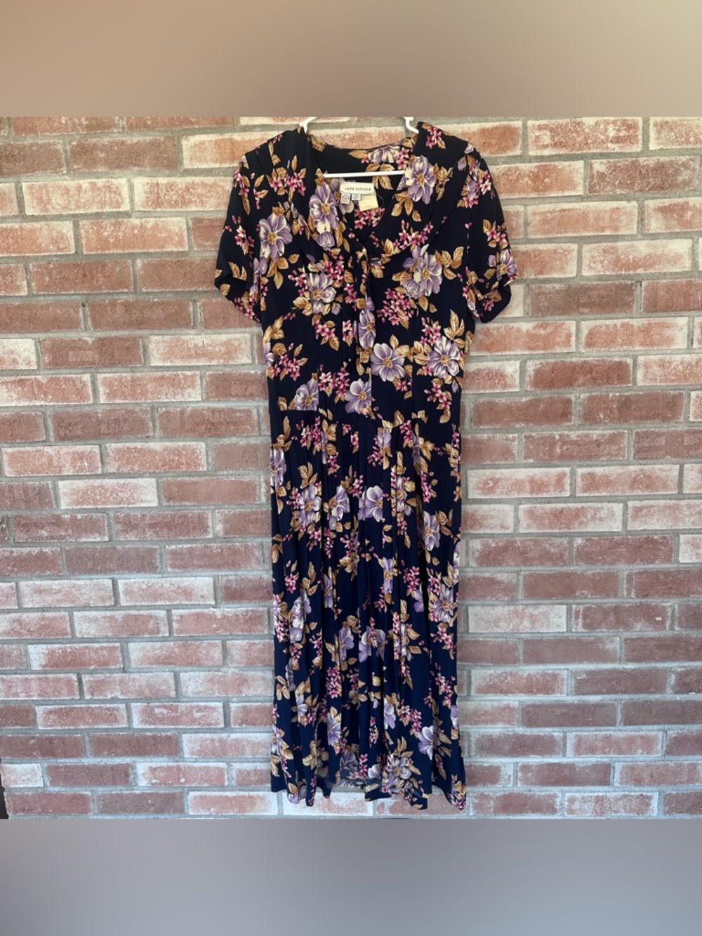 Vintage 1980s Floral Long Dress Cottagecore Prairie Women’s Medium Pleated